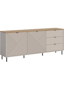 Home Affaire, Sideboard &raquo;RAITA, Breite 184 cm, Front mit Desgin-Fr&auml;sung, 2 T&uuml;ren, viel Stauraum&laquo; moderne Farbkombi, individuell einsetzbar, Griffe & 