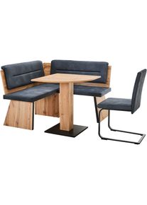 massivline&more, Eckbankgruppe &raquo;Tarvis/Treviso&laquo; 3 tlg. tlg., braun/anthrazit + Letto 99 + Appalachian Oak, Holzwerkstoff, Metall, Stoff, B/H/T: 130 cm