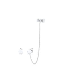 Elli, Damen, Paar Ohrstecker &raquo;Ohrringe Stecker Earcuff Klemme Rund Pl&auml;ttchen 925 Silber&laquo;, Silber, Silber, Asymmetrisch Ohrstecker und Earcuff f&uuml;r 