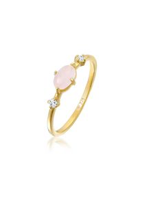 Elli Premium, Damen, Silberring &raquo;Ring Rosa Quarz Topas Edelstein Klassik 375er Gelbgold&laquo;, Gold, Gold, Stilvoller Goldring im eleganten Design f&uuml;r 