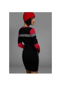 Kangaroos, Damen, Strickkleid figurbetont, lang, sportiver Look, aus Baumwollmix, Langarm, schwarz-rot-wei&szlig;, 38 - N-Gr, Figurbetontes Strickkleid f&uuml;r 