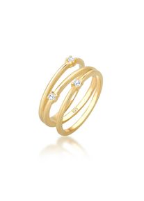 Elli, Damen, Silberring &raquo;Ring Wickelring Zirkonia Filigran 925 Silber&laquo;, Gold, 58, Feiner Ring f&uuml;r Frauen