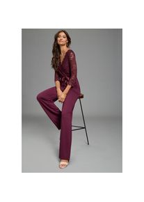 Laura Scott, Damen, Jumpsuit mit Spitzenoberteil und Satin-Bindeg&uuml;rtel, bordeaux, N-Gr, 42 - N-Gr, bordeaux, Spitzenoverall von Laura Scott