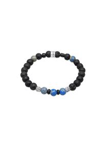 Kuzzoi, Herren, Armkette &raquo;Armband Herren Lava Achat Edelstein Bead 925 Silber&laquo;, Silber, 210, Elastisches Stein Armband f&uuml;r M&auml;nner