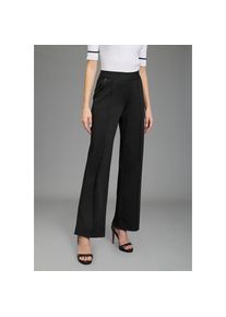 Bruno Banani, Damen, Jerseyhose in Anzug-Optik, moderner Wideleg-Shape, gepr&auml;gtes Logo-B&uuml;ndchen, schwarz, N-Gr, 36 - N-Gr, schwarz, Moderne Wideleg-
