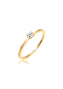 Elli DIAMONDS, Damen, Verlobungsring &raquo;Ring Verlobungsring Diamant Princess Cut (0.1 ct) 585 Gelbgold&laquo;, Gold, 56, Ring f&uuml;r Damen mit einem funkelnden 