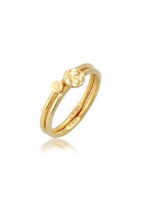 Elli, Damen, Ring-Set &raquo;Ring Stacking Stapel Kreis Platte 2er Set 925 Silber&laquo;, Gold, 54, Modisches Ring Set mit Pl&auml;ttchen f&uuml;r Damen