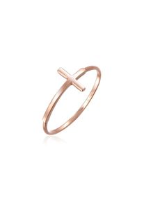 Elli Premium, Damen, Silberring &raquo;Ring Kreuz 750 Rosegold&laquo;, Rosegold, 58, Eleganter Ring f&uuml;r Damen ohne Steine ideal f&uuml;r den t&auml;glichen Glanz
