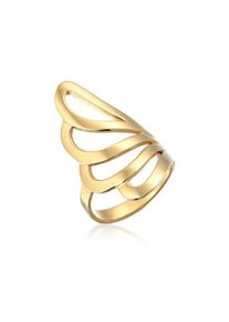 NENALINA, Damen, Silberring &raquo;Ring Basic Wellen Geschwungen Schlicht 925 Silber&laquo;, Gold, 58, Geschwungener Damen Ring aus 925er Sterling Silber