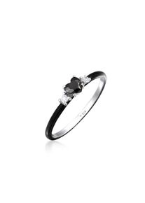 Elli, Damen, Silberring &raquo;Ring Herz Zirkonia Schwarz Emaille 925 Sterling Silber&laquo;, Schwarz, 58, Ring f&uuml;r Damen mit Zirkonia Herzform und schwarzen 