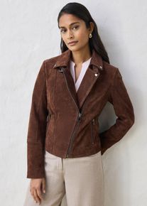 bonprix Biker-Velourslederjacke, braun, Gr.54, coole Biker-Lederjacke aus hochwertigen Veloursleder, aus Veloursleder