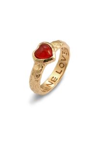 HAZE & GLORY, Damen, Silberring &raquo;Ring Herz Onyx Rot 925 Sterling Silber - Heart Over Heels&laquo;, Gold, Gold, Ring f&uuml;r Damen mit Onyx Herzform verleiht 