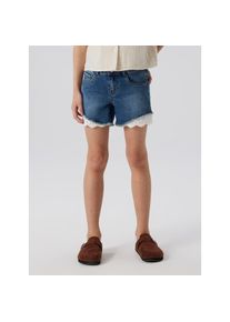name it, Damen, Shorts &raquo;NKFSALLI SLIM DNM SHORTS&laquo; Bein mit offener Kante und eingesetztem Spitzendetail, Dark Blue Denim (blank), 128 - N-Gr, Kurze 
