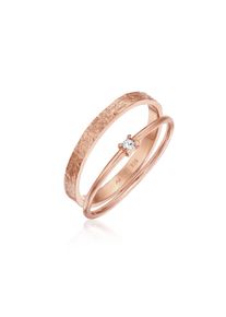 Elli, Damen, Ring-Set &raquo;Ring Stapelring Kristall Solit&auml;r Bandring Set 925 Silber&laquo;, Rosegold, 56, Klassisches Ring-Set f&uuml;r Damen
