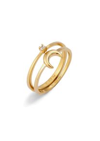 Elli, Damen, Ring-Set &raquo;Ring Set Astro Mond Zirkonia Wei&szlig; 925 Sterling Silber vergoldet (2 tlg.)&laquo;, Gold, 56, Ring f&uuml;r Damen mit Zirkonia Stein verleiht