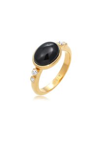 Elli Premium, Damen, Silberring &raquo;Ring Cocktail Topas Schwarz 925 Sterling Silber vergoldet&laquo;, Gold, 52, Ring f&uuml;r Damen mit Onyx und Topas verleiht 