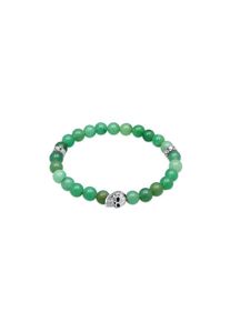Kuzzoi, Herren, Armkette &raquo;Armband Herren Totenkopf Bead Aventurin Gr&uuml;n 925 Silber&laquo;, Hellgr&uuml;n, 210, Modisches Steinarmband f&uuml;r den Mann