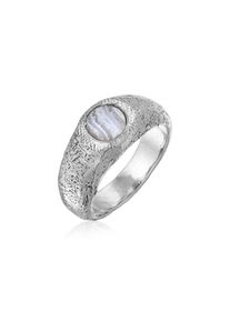 HAZE & GLORY, Herren, Siegelring &raquo;Ring Kreis Achat Blau Fashion 925 Sterling Silber&laquo;, Silber, 62, Herrenring mit blauem Achat f&uuml;r Stilbewusste