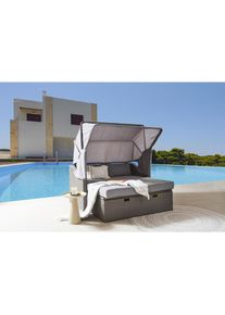 Ambia Garden Gartenmuschel, Grau, Metall, Kunststoff, Textil, F&uuml;llung: Schaumstoff, 146x74x144 cm, verstellbares Dach, ausziehbarer Hocker, Gartenm&ouml;bel, Loungem&ouml;bel, Sonneninseln