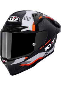 KYT R1R Carbon Zone, full face helmet , color: Black/White/Orange , size: M