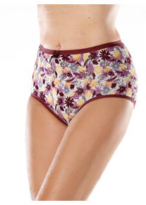 Damen Taillenslip im 3er-Pack in 2x bedruckt + burgund ,Gr&ouml;&szlig;e 52/54, WITT, 95% Baumwolle, 5% Elasthan