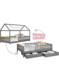 Stauraumbett Duo Hellgrau ca. 100x200 cm Kiefer massiv