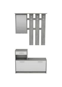 Garderobe Tamina, Grau/Wei&szlig;