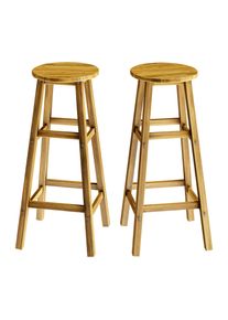 Casaria Taburetes de bar, x2, marr&oacute;n, madera de acacia