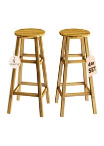 Casaria Barkrukken Set van 4 Acaciahout 76cm