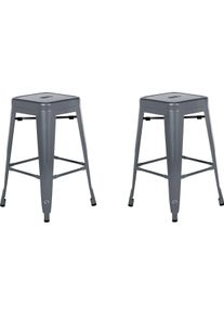 Beliani, Barhocker, Hocker grau H&ouml;he 60 cm 2er Set CABRILLO