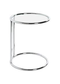 Beistelltisch, Chromfarben, Metall, Glas, rund, rund, 45x55x45 cm, gastro- und objekttauglich, einfacher Aufbau, Wohnzimmer, Wohnzimmertische, Beistelltische, Beistelltische Metall