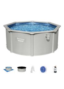 Bestway Pool SET 56566 , Blau, Grau , Metall, Kunststoff , Kreise , 120 cm , Freizeit & Co, Pools & Wasserspa&szlig;, Pools, Aufstellpools