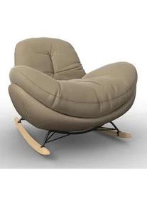 Schaukelsessel Elea Beige Lederlook/Chenille