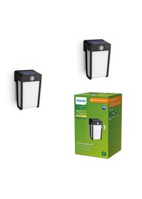 Philips Shroud Applique murale solaire avec d&eacute;tecteur de mouvements, lot de 2, LED, 8721103044495,