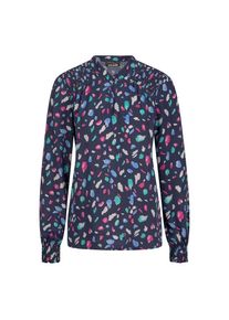 GOLDNER Klassische Bluse &raquo;Kurzgr&ouml;&szlig;e Elegante Satinbluse mit Smok-Details&laquo; Smok-Details blau, Gr&ouml;&szlig;e 21