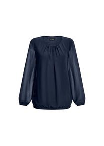 GOLDNER Klassische Bluse &raquo;Elegante Bluse aus Chiffon&laquo; Rundhalsausschnitt blau, Gr&ouml;&szlig;e 46