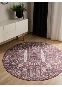 benuta Basic Tapis lavable George Bordeaux diam&egrave;tre 160 cm