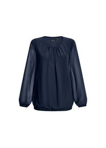GOLDNER Klassische Bluse &raquo;Kurzgr&ouml;&szlig;e Elegante Bluse aus Chiffon&laquo; Rundhalsausschnitt blau, Gr&ouml;&szlig;e 19