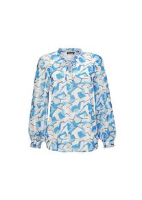 GOLDNER Chiffonbluse &raquo;Kurzgr&ouml;&szlig;e Bluse&laquo; Mit femininen R&uuml;schendetails blau, Gr&ouml;&szlig;e 23