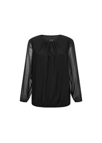 GOLDNER Klassische Bluse &raquo;Kurzgr&ouml;&szlig;e Elegante Bluse aus Chiffon&laquo; Rundhalsausschnitt schwarz, Gr&ouml;&szlig;e 21