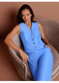 Kurzweste CREATION L PREMIUM, Damen, Gr. 50, himmelblau, 80% Baumwolle, 20% Seide, unifarben, Westen Kurzweste