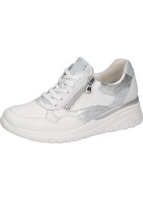 Waldl&auml;ufer Keilsneaker WALDL&Auml;UFER "H-CARLA", Damen, Gr. 3,5, Leder Textil, wei&szlig; (wei&szlig;, silberfarben, hellblau), Nappaleder, unifarben mit Farbeinsatz, Schuhe Keilsneaker, Schn&uuml;rschuh, Halbschuh, Freizeitschuh mit Rei&szlig;verschluss