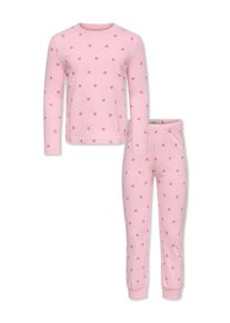 Schlafanzug KIDS Only "KMGRILA NIGHTWEAR LS TOP/PANT SET JRS", M&auml;dchen, Gr. 116, romance rose pack:pant aop heart, cashmere rose, Jersey, Obermaterial: 100% Baumwolle, bedruckt, gepunktet, Basic normal, Rundhals, Homewear-Sets Schlafanzug