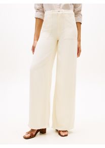 5-Pocket-Jeans Tommy Hilfiger "DNM SOFT ECRU 70'S WIDE LEG HW", Damen, Gr. 34, L&auml;nge 30, soft ecru, Denim/Jeans, Obermaterial: 100% Lyocell, unifarben, l&auml;ssig geschnitten, Jeans 5-Pocket-Jeans