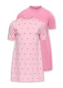 Nachthemd KIDS Only "KMGRILA 2-P SS NIGHTWEAR DRESS JRS", M&auml;dchen, Gr. 128, N-Gr, romance rose pack:aop heart, cashmere, cashmere rose detail heart, Jersey, Obermaterial: 100% Baumwolle, bedruckt, gepunktet, unifarben, Basic ca. Mitte Oberschenkel, Rundhals, Kleider Nachthemd