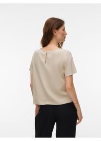 V&eacute;ro Moda Blusenshirt VERO MODA "VMMYMILO SS O-NECK TOP WVN GA", Damen, Gr. XL, silber lining, Web, Obermaterial: 55% Viskose, 45% Leinen, unifarben, regular fit normal, Rundhals, Shirts Blusenshirt, mit Leinen