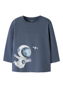 Langarmshirt name it "NMMDACEK LS NREG TOP BOX", M&auml;dchen, Gr. 116, vintage indigo, Jersey, Obermaterial: 95% Baumwolle, 5% Elasthan, normal normal, Rundhals, Shirts Langarmshirt, Topseller