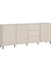 Home Affaire, Sideboard &raquo;AVENALE&laquo; Sideboard mit Metallf&uuml;&szlig;en, Breite 212 cm, Fronten geriffelt, Cashmir, Holzwerkstoff, MDF, Melamin,
