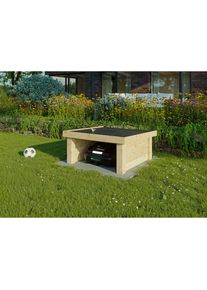 Konifera, M&auml;hroboter-Garage &raquo;aus unbehandeltem Fichtenholz&laquo; aus 28mm starken Bohlen, Schutz vor Regen, Wind und Sonne, natur, Holzwerkstoff, natur