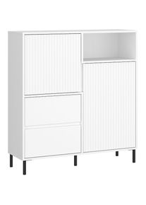 Home Affaire, Highboard Highboard mit Metallf&uuml;&szlig;en, H&ouml;he 105 cm, Soft Close, Fronten geriffelt, wei&szlig;, Holzwerkstoff, MDF, Melamin, B/H/T: 1.054 cm x 